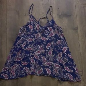 Blue and pink floral tank top